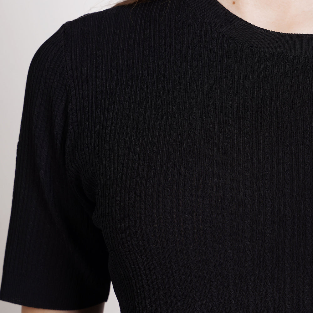 
                  
                    Short sleeve cable-knit t-shirt
                  
                