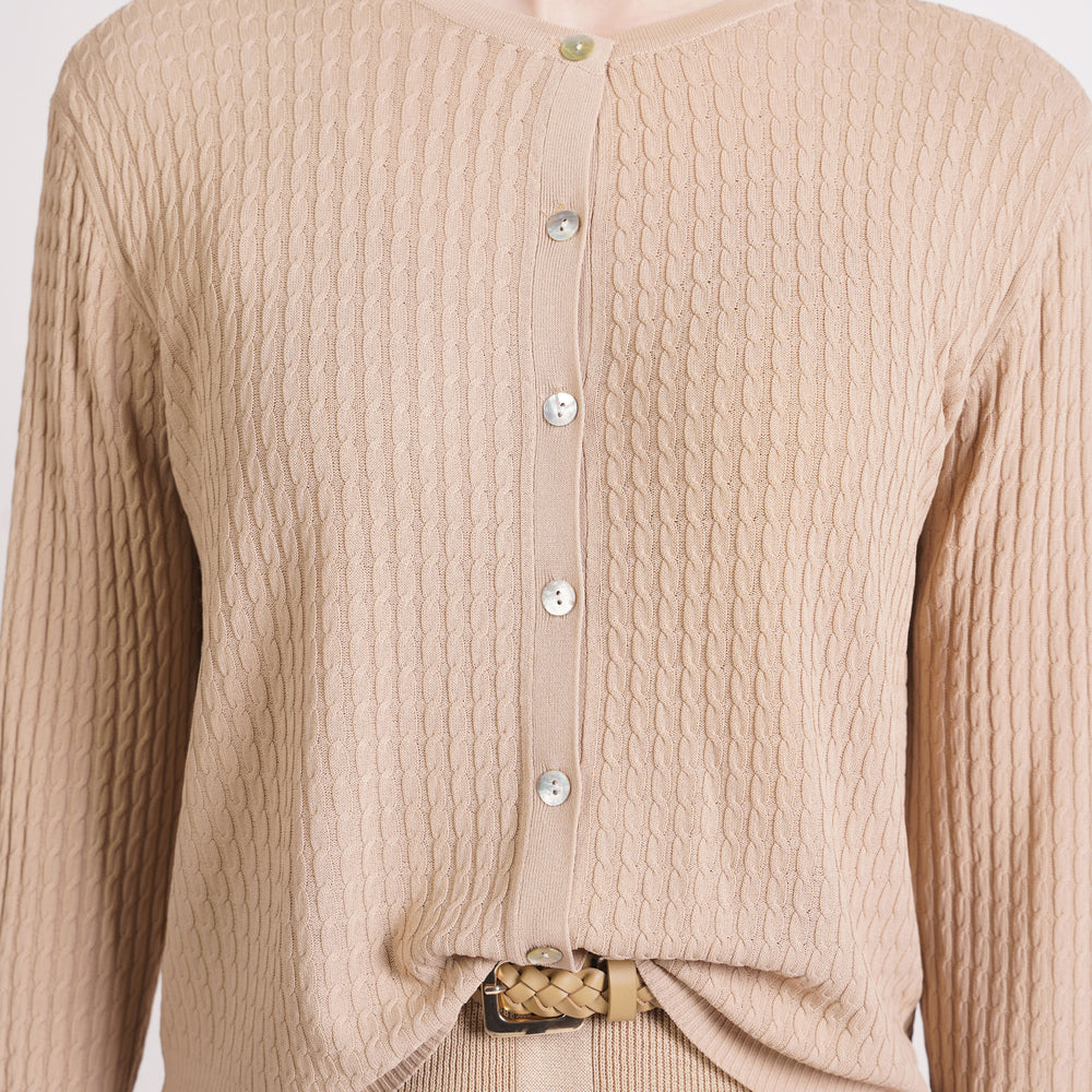 
                  
                    Long sleeve cable-knit cardigan
                  
                